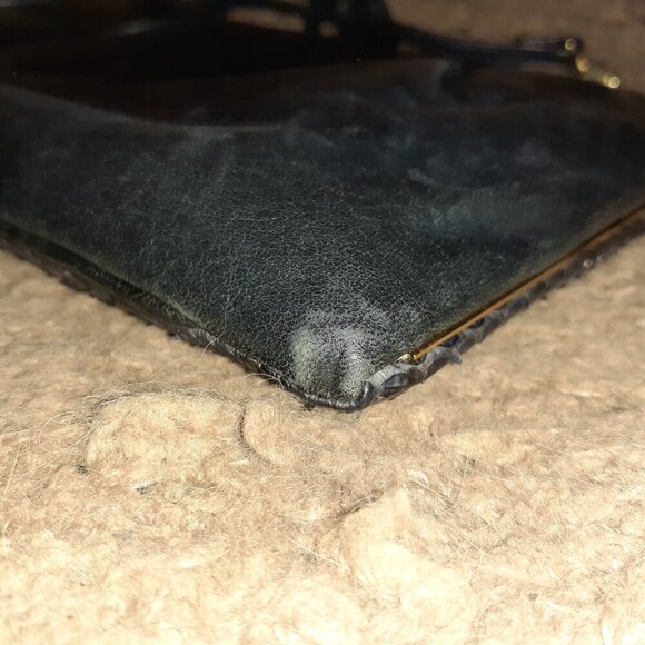 Vintage BALLY CANADA-Navy Blue Snakeskin Convertible Clutch/Shoulder-Near Mint - Picture 6 of 8